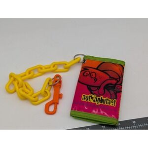 Hardees‎ Kidco Basketball Trifold Wallet Pink Orange Green Nothing But Net Chain
